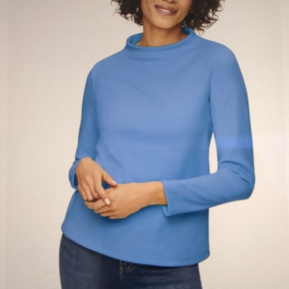 Talbot's NWT Navy Funnel Neck Fleece Top Size Medium